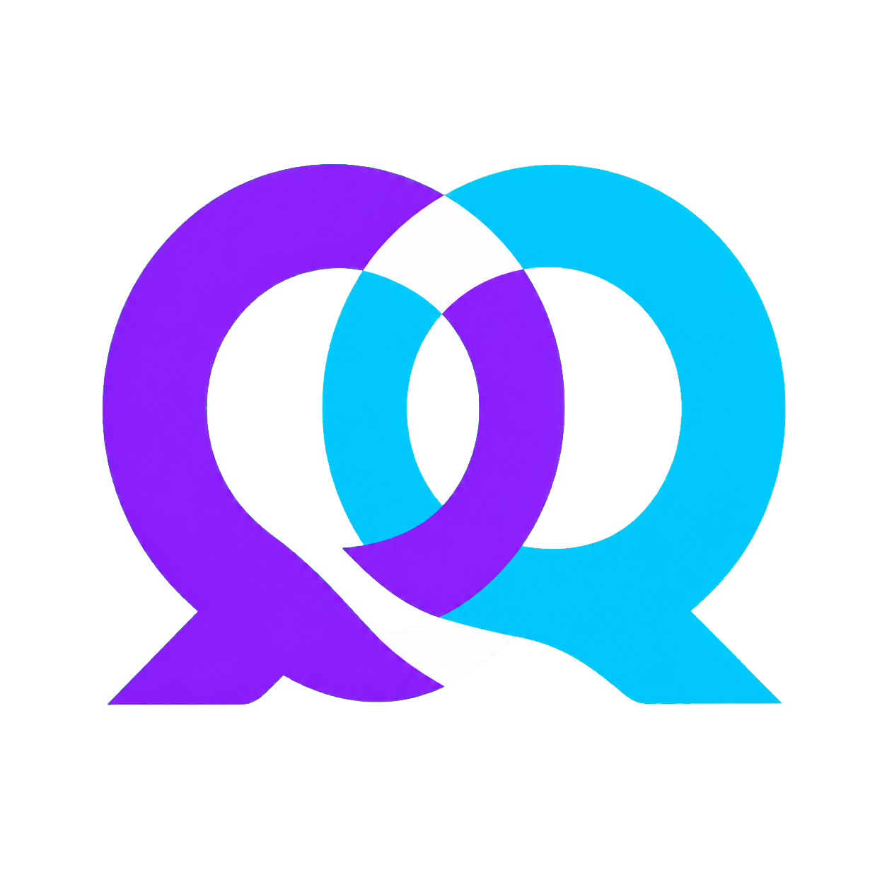 QuiTwin interlocking Q mark in violet and cyan
